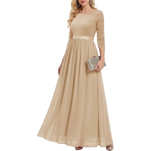 image:imageBeryLove Women Long Sleeve Formal Wedding Guest Mother of the Bride Dress  Lace amp Chiffon Fabric Elegant Modest Maxi Gown Ideal for Prom Bridesmaid Cocktail Party Evening GalaChampagne