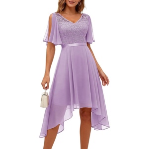 image:imageBeryLove Womens Elegant Formal Hoco Lace Chiffon HighLow Cocktail DressLavender