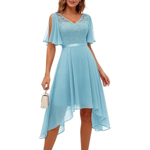 image:imageBeryLove Womens Elegant Formal Hoco Lace Chiffon HighLow Cocktail DressLight Blue