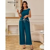 image:imageBeryLove Womens 2 Piece Outfits Sweatsuit Short Sleeve Tops and Drawstring Waist Cropped Wide Leg Pants Loungewear Sets 601 Teal S