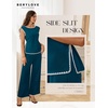 image:imageBeryLove Womens 2 Piece Outfits Sweatsuit Short Sleeve Tops and Drawstring Waist Cropped Wide Leg Pants Loungewear Sets 601 Teal S