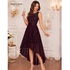 image:imageBeryLove Womens Homecoming Formal Sequin HiLo Cocktail Lace Wedding Dress  Women Sparkly Glitter Dresses Bridesmaid Chiffon Backless Gown Prom Party Fashion Floral Dress for Teens 2026 Elegant OutfitsBurgundy