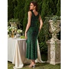 image:imageBeryLove Womens Sequin Formal Long Ruffle Dress Party Wedding Cocktail Gown  Sequin Homecoming Formal Maxi Dress V Neck Ruched Wrap Mother of Bride Dresses with Ruffle for Sparkly Prom Evening EventsDark Green
