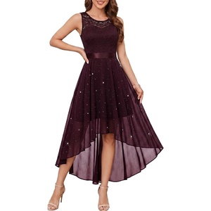 image:imageBeryLove Womens Homecoming Formal Sequin HiLo Cocktail Lace Wedding Dress  Women Sparkly Glitter Dresses Bridesmaid Chiffon Backless Gown Prom Party Fashion Floral Dress for Teens 2026 Elegant OutfitsBurgundy
