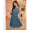 image:imageBeryLove Wedding Guest Cocktail Formal Sleeveless Lace Short A Line DressGrey Blue Sequin