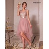 image:imageBeryLove Womens Sequin Homecoming Teen Cocktail Prom Dress High LowTulle Sequin Blush
