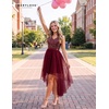 image:imageBeryLove Womens Sequin Homecoming Teen Cocktail Prom Dress High LowTulle Sequin Burgundy