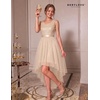 image:imageBeryLove Womens Sequin Homecoming Teen Cocktail Prom Dress High LowTulle Sequin Champagne