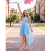 image:imageBeryLove Womens Sequin Homecoming Teen Cocktail Prom Dress High LowTulle Sequin Lightblue