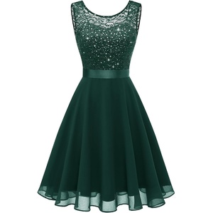 image:imageBeryLove Wedding Guest Cocktail Formal Sleeveless Lace Short A Line DressDarkgreen Sequin
