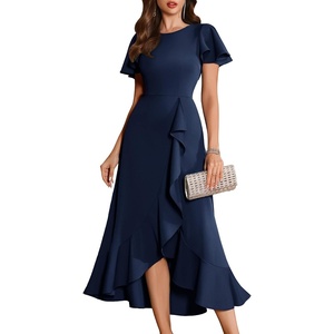 image:imageBeryLove Women Formal Flutter Sleeve Wedding Guest Cocktail Long DressNavy
