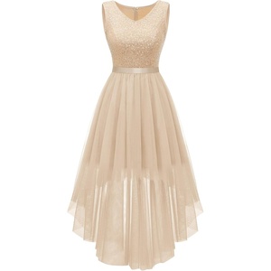 image:imageBeryLove Womens Sequin Homecoming Teen Cocktail Prom Dress High LowTulle Sequin Champagne