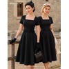 image:imageBeryLove Homecoming Vintage Tea Party Short Sleeve Cocktail Church DressBlack