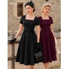 image:imageBeryLove Homecoming Vintage Tea Party Short Sleeve Cocktail Church DressBurgundy