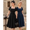 image:imageBeryLove Homecoming Vintage Tea Party Short Sleeve Cocktail Church DressNavy