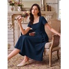 image:imageBeryLove Homecoming Vintage Tea Party Short Sleeve Cocktail Church DressNavy