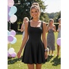 image:imageBeryLove Womens Square Neck A Line Homecoming Cocktail Wedding Mini DressBlack