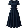 image:imageBeryLove Homecoming Vintage Tea Party Short Sleeve Cocktail Church DressNavy