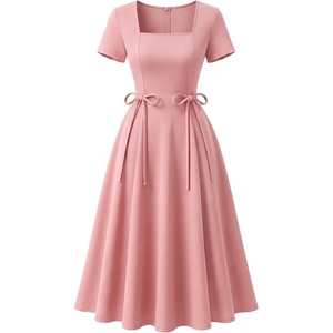 image:imageBeryLove Homecoming Vintage Tea Party Short Sleeve Cocktail Church DressBlush