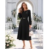 image:imageBeryLove Womens Long Sleeve Fall Cocktail Midi Formal Wedding Guest DressBlack