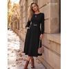 image:imageBeryLove Womens Long Sleeve Fall Cocktail Midi Formal Wedding Guest DressBlack