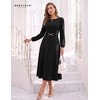 image:imageBeryLove Womens Long Sleeve Fall Cocktail Midi Formal Wedding Guest DressBlack