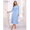image:imageBeryLove Womens Long Sleeve Fall Cocktail Midi Formal Wedding Guest DressBlue