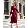 image:imageBeryLove Womens Long Sleeve Fall Cocktail Midi Formal Wedding Guest DressBurgundy