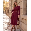 image:imageBeryLove Womens Long Sleeve Fall Cocktail Midi Formal Wedding Guest DressBurgundy
