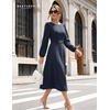 image:imageBeryLove Womens Long Sleeve Fall Cocktail Midi Formal Wedding Guest DressNavy