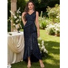 image:imageBeryLove Womens Sequin Formal Long Ruffle Dress Party Wedding Cocktail GownDarkblue