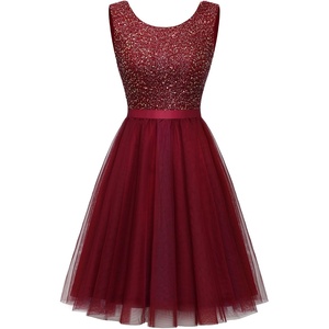 image:imageBeryLove Womens Sequin Homecoming Formal Teen Cocktail Prom Dress ShortTulle Sequin Burgundy