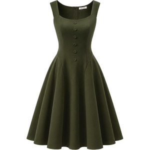 image:imageBeryLove Womens 1950s Vintage Fit Flare Wedding Guest Cocktail Party DressArmy Green