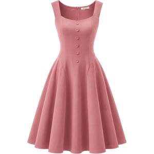 image:imageBeryLove Womens 1950s Vintage Fit Flare Wedding Guest Cocktail Party DressBlush