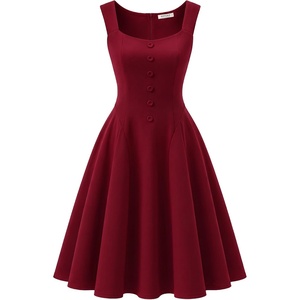 image:imageBeryLove Womens 1950s Vintage Fit Flare Wedding Guest Cocktail Party DressBurgundy