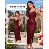 image:imageBeryLove Women Sequin Homecoming Midi Bodycon Cocktail Party Holiday DressBurgundy