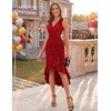 image:imageBeryLove Women Sequin Homecoming V Neck High Low Midi Cocktail Prom DressRed
