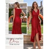 image:imageBeryLove Women Sequin Homecoming V Neck High Low Midi Cocktail Prom DressRed