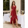 image:imageBeryLove Women Sequin Homecoming V Neck High Low Midi Cocktail Prom DressRed