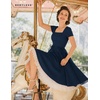 image:imageBeryLove Women Vintage Tea Party Short Sleeve Wedding Cocktail Church DressNavy