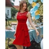 image:imageBeryLove Womens Boat Neck A Line Sleeveless Lace Formal Homecoming DressRed