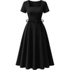image:imageBeryLove Women Vintage Tea Party Short Sleeve Wedding Cocktail Church DressBlack