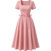 image:imageBeryLove Women Vintage Tea Party Short Sleeve Wedding Cocktail Church DressBlush