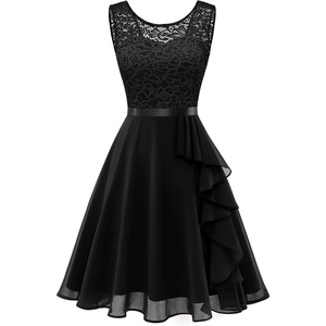 image:imageBeryLove Womens Boat Neck A Line Sleeveless Lace Formal Homecoming DressBlack