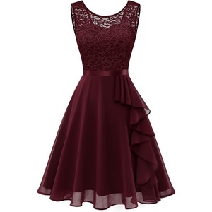 image:imageBeryLove Womens Boat Neck A Line Sleeveless Lace Formal Homecoming DressBurgundy