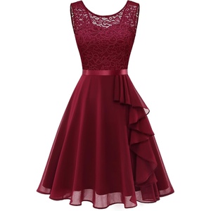 image:imageBeryLove Womens Boat Neck A Line Sleeveless Lace Formal Homecoming DressDarkred