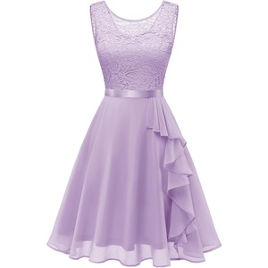 image:imageBeryLove Womens Boat Neck A Line Sleeveless Lace Formal Homecoming DressLavender