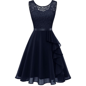 image:imageBeryLove Womens Boat Neck A Line Sleeveless Lace Formal Homecoming DressNavy