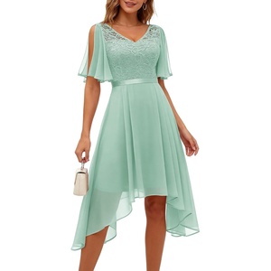 image:imageBeryLove Womens Elegant Formal Hoco Lace Chiffon HighLow Cocktail DressLight Green