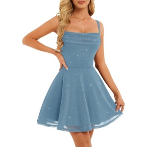 image:imageBeryLove Womens Sparkly Homecoming Formal Teen Cocktail Mini Prom DressGrey Blue